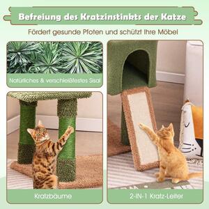 Skrapstolpe kaktus kattträd med plattformar leksak sisal stolpar grön + brun (160 cm hög)