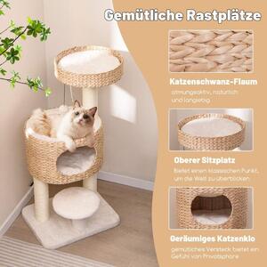 Skrapstolpe med kattgrotta 104 cm högt kattträd med abborre & plattform beige + natur