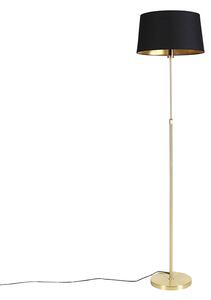 Golvlampa guld / mässing med svart skugga justerbar 45 cm - Parte