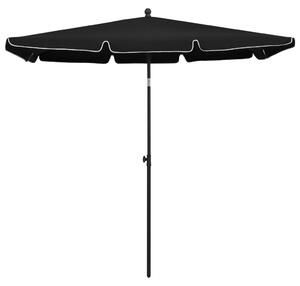 Parasoll med stång 210x140 cm svart