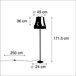 Retro golvlampa svart med Granny nyanskräm 45 cm - Simplo