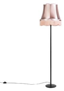 Retro golvlampa svart med Granny nyans rosa 45 cm - Simplo