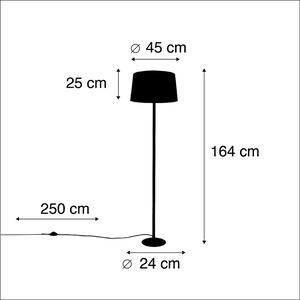 Svart golvlampa med linneskärm taupe 45 cm - Simplo