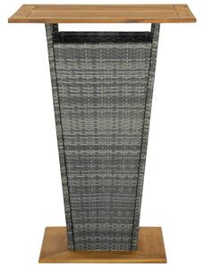 Barbord grå 80x80x110 cm konstrotting och massivt akaciaträ