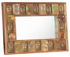 Spegel med buddha-utsmyckningar 80x50 cm massivt återvunnet trä