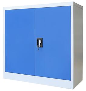 Kontorsskåp metall 90x40x90 cm grå och blå