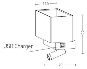 Zambelis H59 - LED vägglampa LED/3W + 1xE27/40W/230V svart