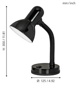 EGLO 9228 - Bordslampa BASIC 1xE27/40W svart