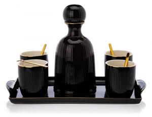 Ceramic kit of cups with carafe and tray KENDI svart