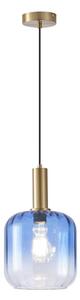Ljuskrona med textilsladd 1xE27/15W/230V blå/rökig diameter 20 cm