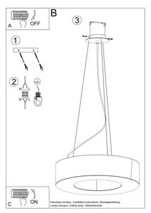 Solcellslux SL.0798 - Ljuskrona med upphängningsrem SATURNO SLIM 8xE27/60W/230V diameter 90 cm svart