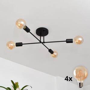 LED fäst ljuskrona CAMBRIDGE 4xE27/8W/230V svart