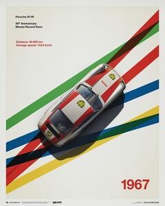 Konsttryck Porsche 911R - BP Racing - Monza - 1967, (40 x 50 cm)
