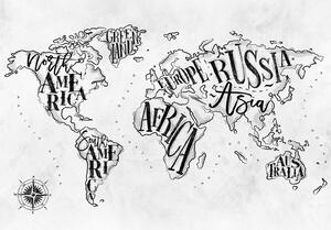 Fototapet - Retro Continents (Grey) - Självhäftande 147x105