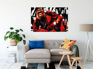 Tavla - Pop Art Monkey (1 Part) Narrow Red - På italiensk konstnärsduk 30x20