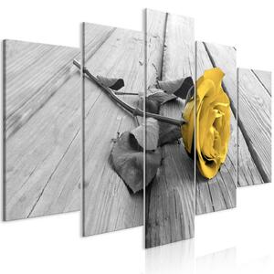 Tavla - Rose on Wood (5 Parts) Wide Yellow - Premium print 100x50