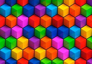 Fototapet - Colorful Geometric Boxes - Självhäftande 98x70