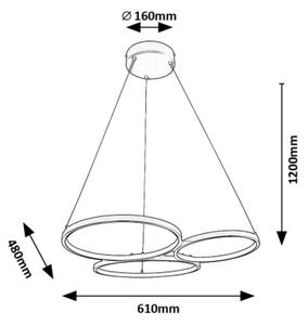 Rabalux 72297 - LED ljuskrona med textilsladd FORMAND LED/38W/230V svart