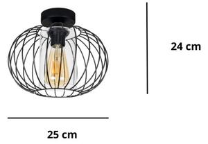 Fäst ljuskrona CORRINI 1xE27/60W/230V diameter 25 cm svart/genomskinlig