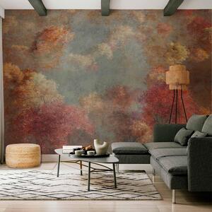 Fototapet - Nature in autumn - landscape of autumn trees in painted retro style - Premium 250x175