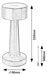 Rabalux 74207 - LED Uppladdningsbar beröring bordslampa SENAN LED/2,7W/5V 1200mAh guld