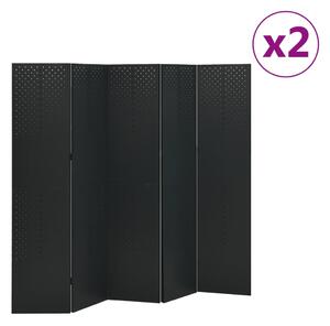 Rumsavdelare 5 paneler 2 st svart 200 x 180 cm stål