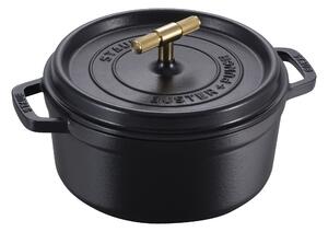 Staub La Cocotte Gryta mässingsfinish 24 cm / 3,8 l, Rund, Svart, Gjutjärn