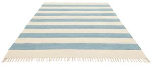 Bomull stripe Matta - Ljusblå 160x230