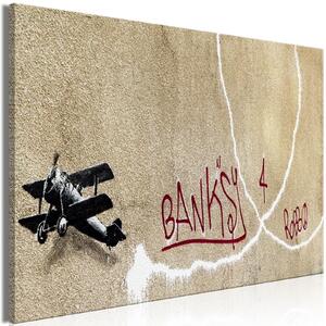Tavla - Banksy's Plane (1-part) - Red Graffiti Text on Mural Background - Standard 30x20