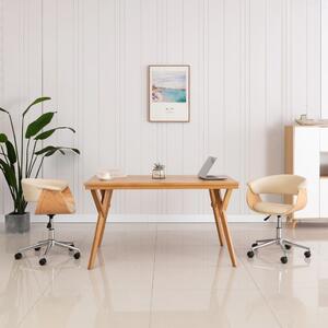 Snurrbar kontorsstol gräddvit böjträ och konstläder