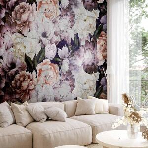 Fototapet - Plant motif with peonies in a garden - retro style flower background - Premium 200x140
