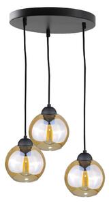 Ljuskrona med textilsladd AMBRE BLACK 3xE27/60W/230V diameter 30 cm