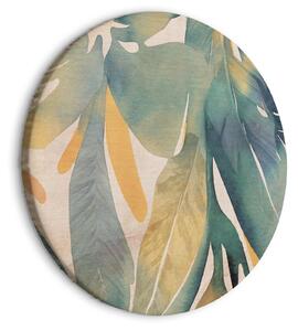 Rund tavla - Watercolor exotics - Hanging delicate tropical plants in colors of green and yellow on a beige background/Watercolor tropics - 40x40