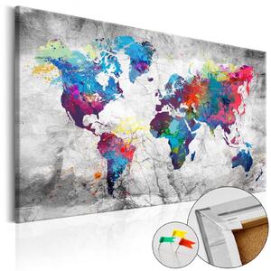 Anslagstavla - World Map: Grey Style - 90x60