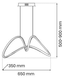 LED ljuskrona med upphängningsrem TESORO LED/48W/230V gyllene