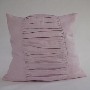 Rosa kuddfodral med draperade veck i tvättat sanforiserat linne 50x50