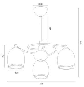 Argon 6144 - Pendelkrona AVILA PLUS 3xE27/15W/230V svart/gyllene/vit