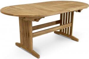 Saltö ovalt matbord i teak 150-210 cm butterfly - Teak + Möbelvårdskit för textilier - Utematbord, Utebord, Utemöbler