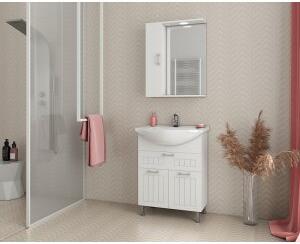 Badrumsmöbler Ritmo 65 - Vitt med spegelskåp - Badrumspaket, Badrumsmöbler