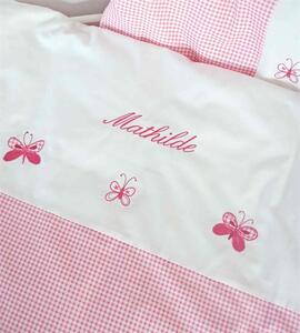 Sängkläder med namn - Junior - Fjäril (Ljus rosa)