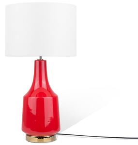 Bordslampa Röd Keramik 60 cm Högglans Retro Beliani