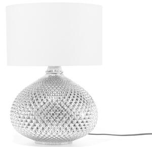 Bordslampa Silver Vit 55 cm Glasbas Högglans Glamour Beliani