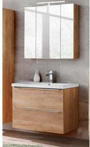Badrumsmöbler Capri 80 cm - oak - Tvättställ med spegel