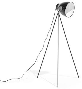 Stående Lampa Svart Metall 128 cm Justerbar Tvåfärgad Lampskärm Högglans Retro Stativ Beliani