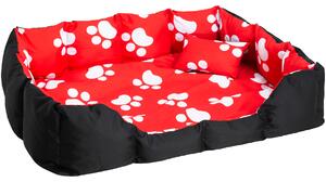 Tectake 400744 hundbädd i polyester - svart/röd/vit