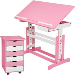 Tectake 401240 barnskrivbord och rullhurts - rosa