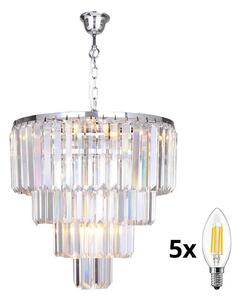 Brilagi - LED Ljuskrona i kristal med kedja MOZART 5xE14/40W/230V skinande krom