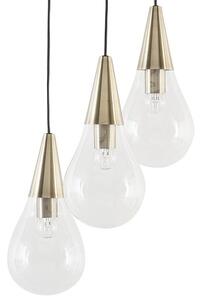 Hängande Lampa Mässing Transparent Glas Guld Metallelement 3 Ljus Modern Beliani