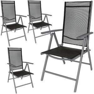 Tectake 401634 4 hopfällbara trädgårdsstolar i aluminium - svart/antracit