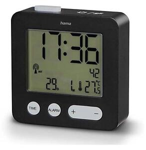 Hama - Alarm clock med LCD display and thermometer 2xAAA svart